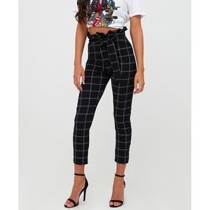 Black Plaid Checkered Trousers